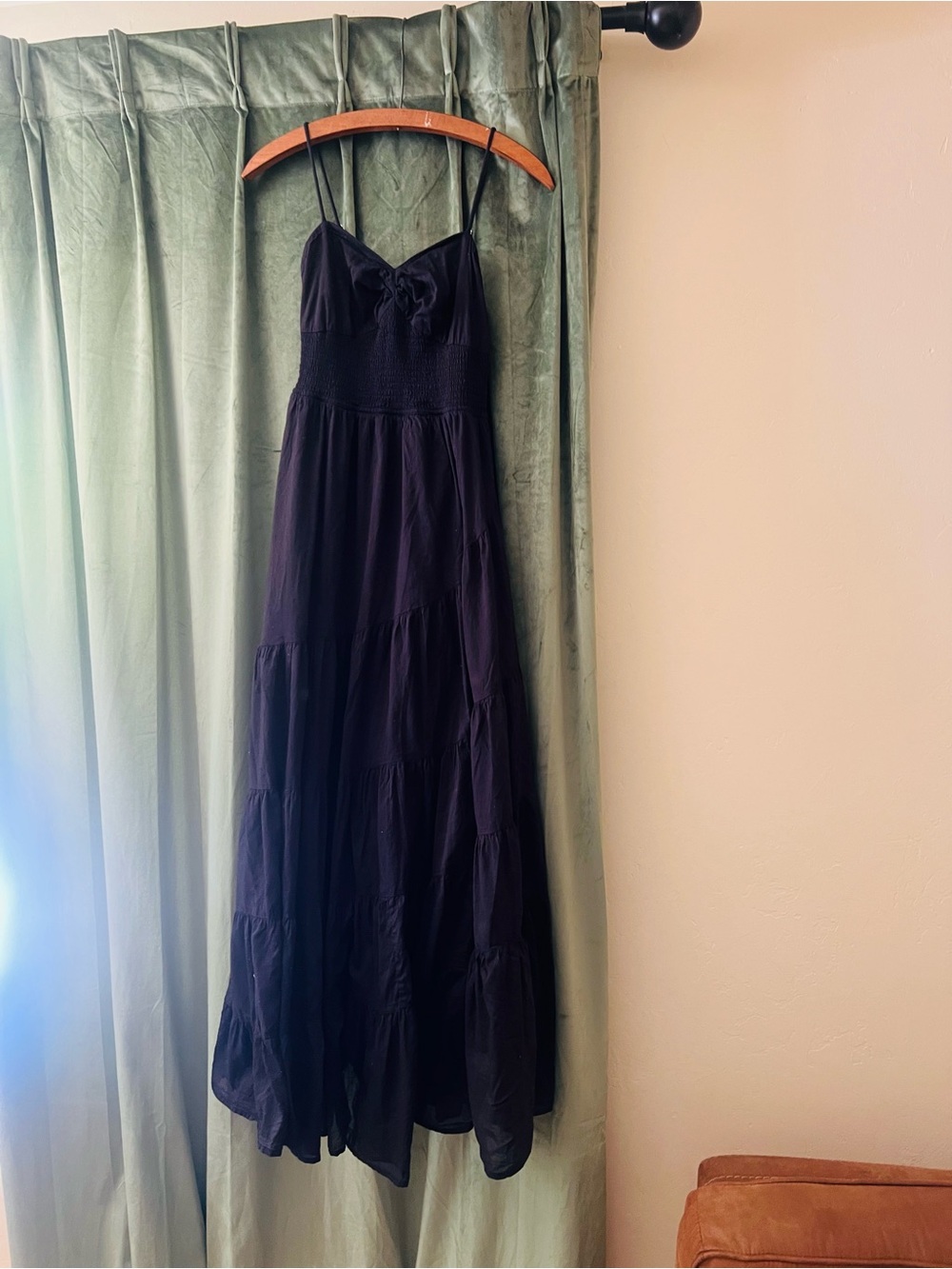 Free People Black Smocked Maxi Dress with Spaghetti Straps
